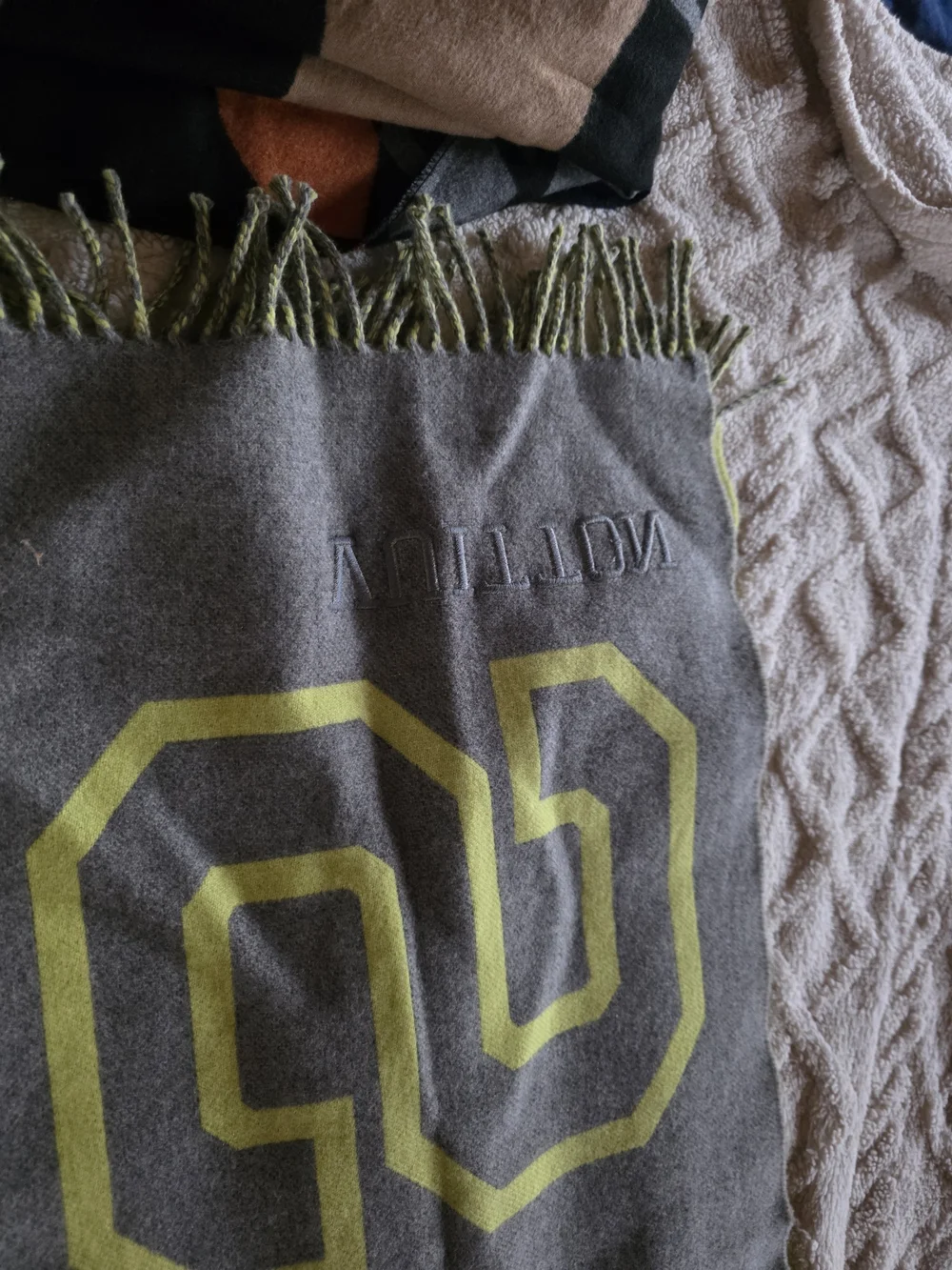 Louis Vuitton Yellow & Gray Logo Wool-Cashmere Scarf